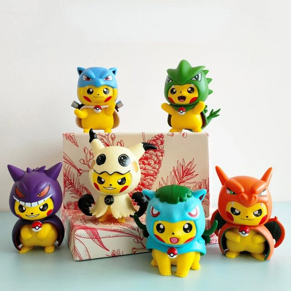 Electric Mouse Cosplay Pocket Monster Figures - Set Of 6 - 8 cm