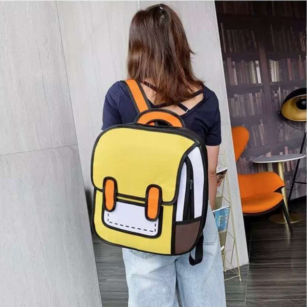 40 cm 2D Cartoon Comic Backpack Bag - Yellow - Single Piece