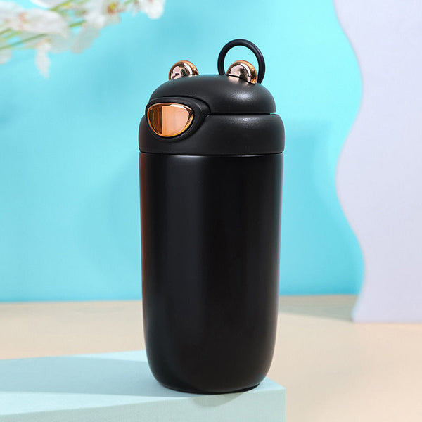Bear Double Layer Thermal Sipper - Black - Single Piece