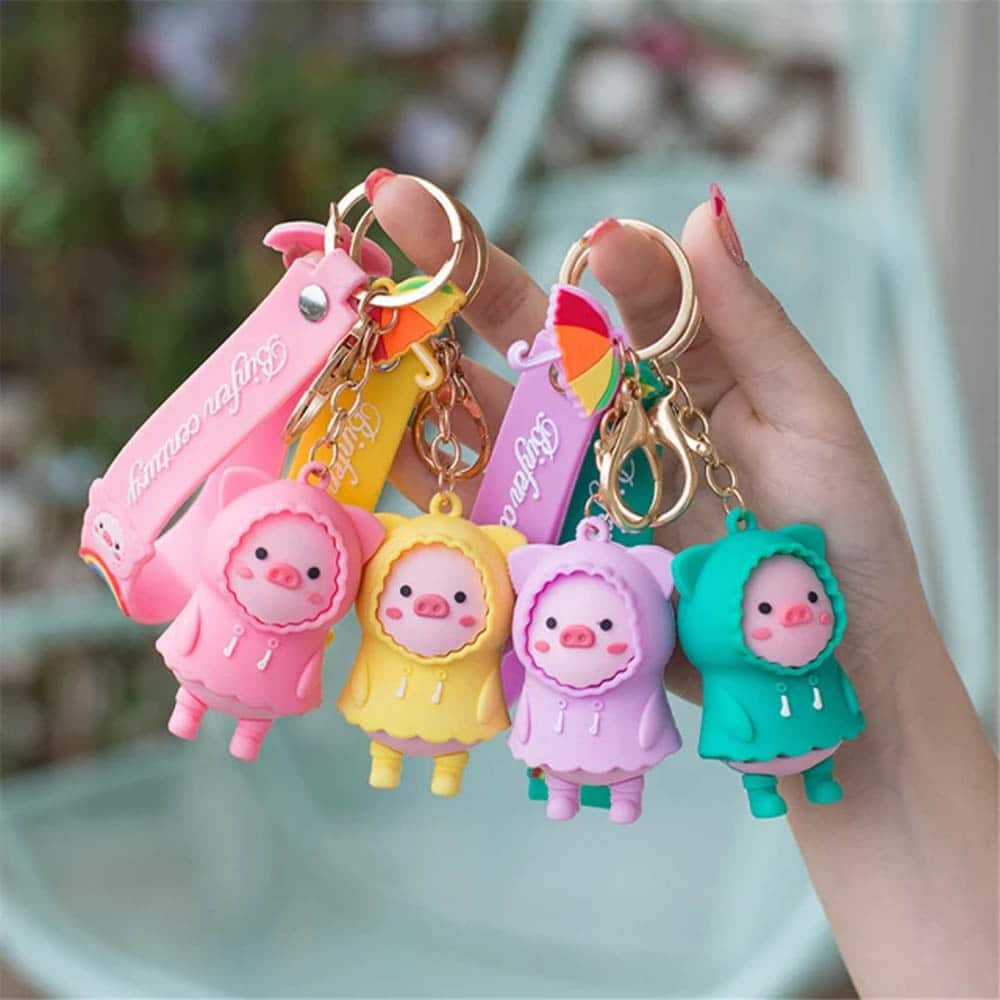 Kawaii Raincoat Piggy Keychain Single Piece