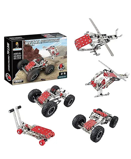 Dirt Rally Set - Metal Construction Toys - 5 in 1 - 281 Pieces - Age 6+