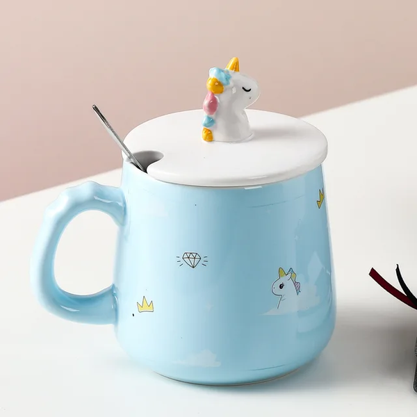 Colorful Unicorn Ceramic Mug - Blue - Single Piece