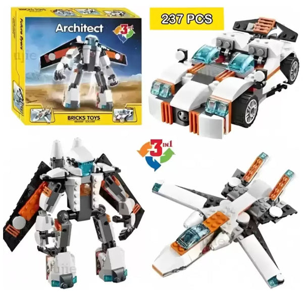 Future Flyers 3 in 1 Architect Brick Toys 237+ Pieces - Age 6+