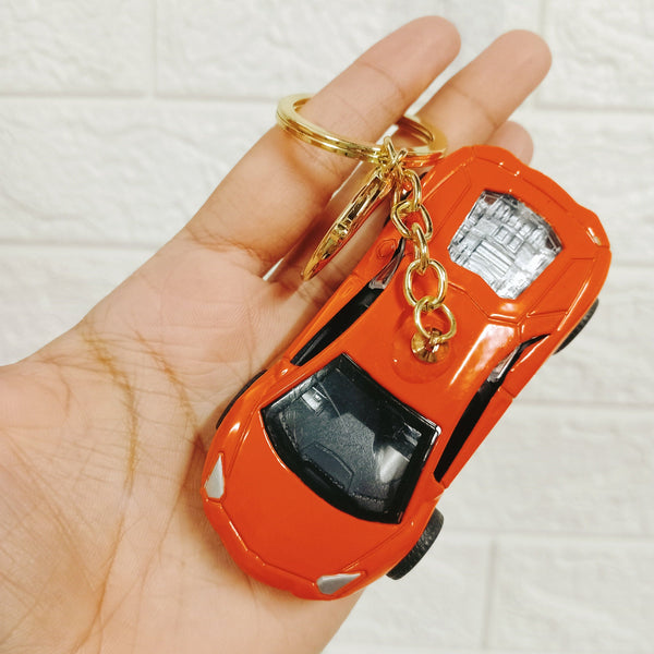 Car Pull-Back Keychain - Orange - Single Piece