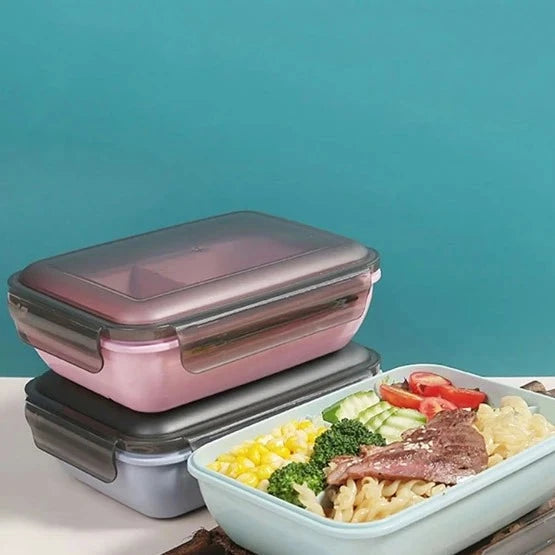 Three Compartment Lunch Box - Pink - Single Piece