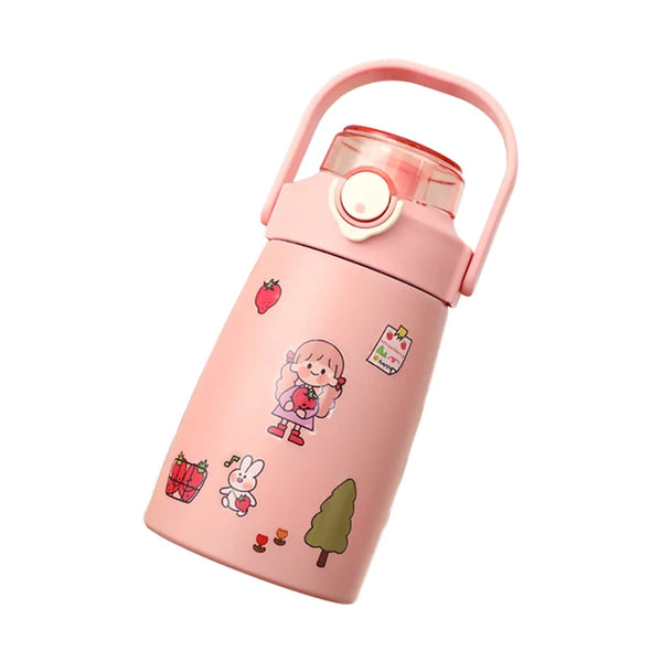 Thermal Bottle With Straw - Pink - Single Piece