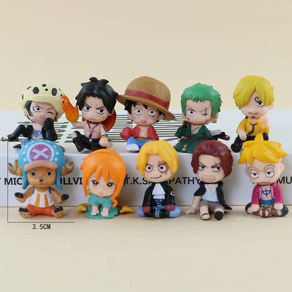 One Piece Chibi Sitting Figures - Set Of 10 - 5 cm