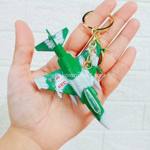 F15 Fighter Plane Pull-Back Keychain - Green - Single Piece