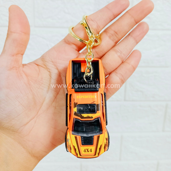 4x4 Pick-Up Truck Pull-Back Keychain - Orange - Single Piece