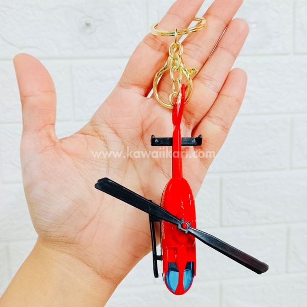 Police Helicopter Keychain - Red - Single Piece