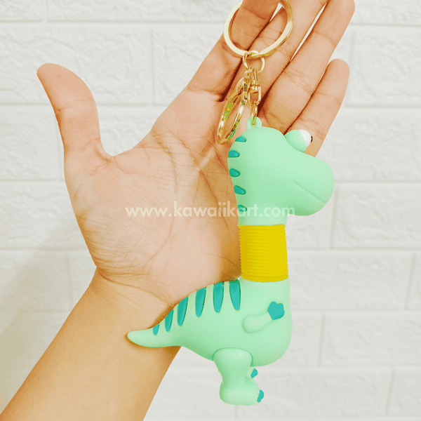Quirky Dinosaur Stretchable Neck Keychain - Yellow - Single Piece