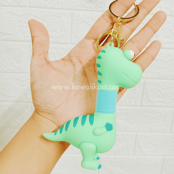 Quirky Dinosaur Stretchable Neck Keychain - Green - Single Piece