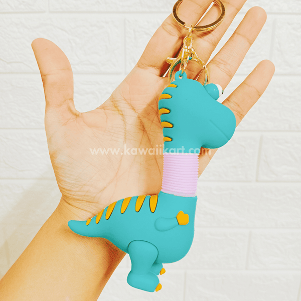 Quirky Dinosaur Stretchable Neck Keychain - Pink - Single Piece