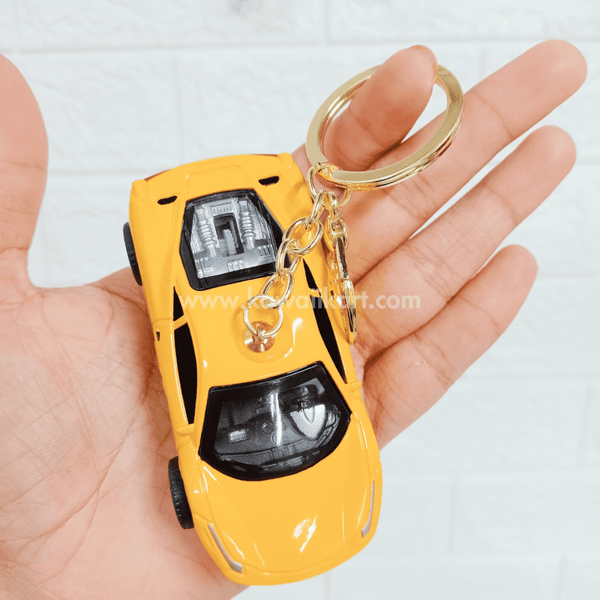 Car Pull-Back Keychain - Yellow - Single Piece