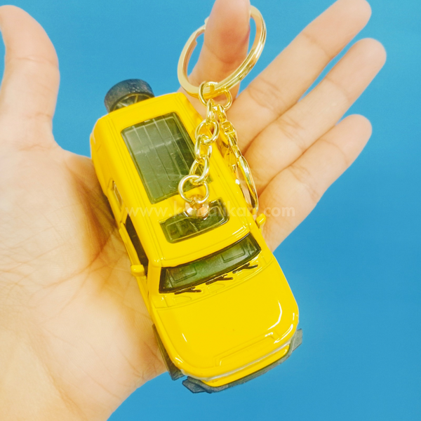 SUV Pull-Back Toy Keychain - Yellow - Single Piece