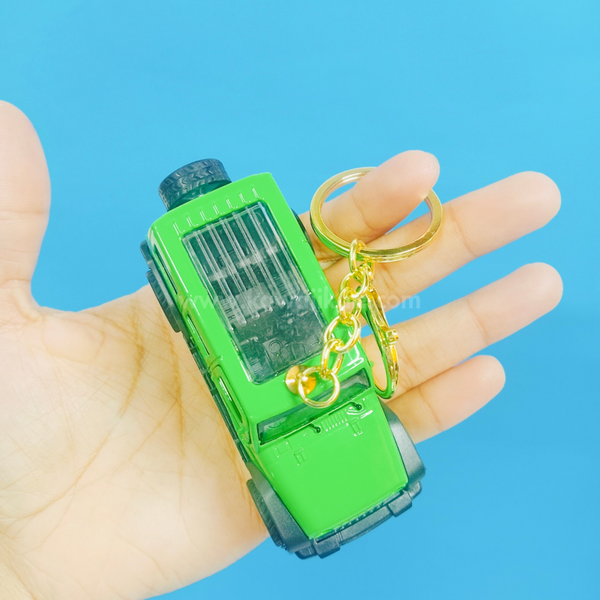 SUV Pull-Back Toy Keychain - Green - Single Piece