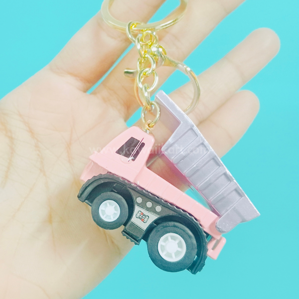 Dump Truck Pull-Back Toy Keychain - Pink - Single Piece