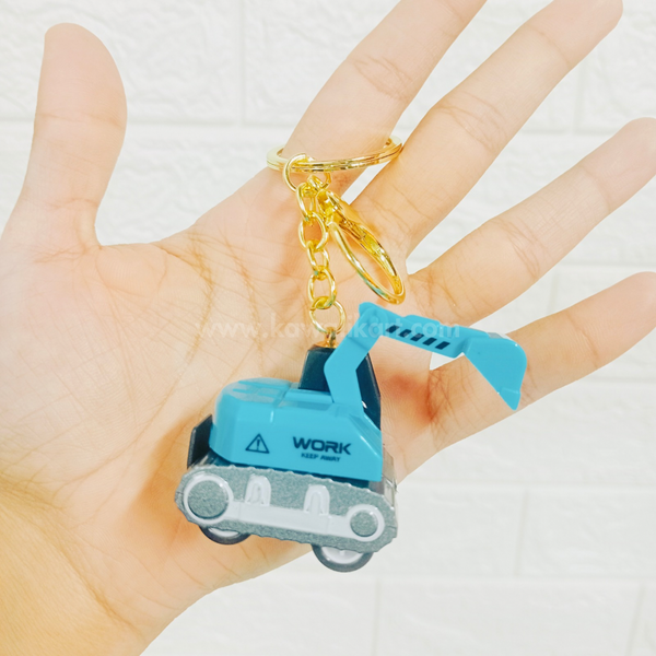 Bulldozer Pull-Back Toy Keychain - Blue - Single Piece