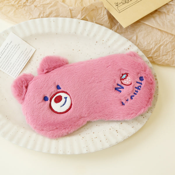 Furry Bear Pink Eye Mask - Style B - Single Piece