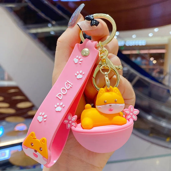 Kawaii Dog Keychain - Pink - Single Piece