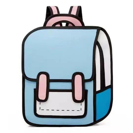 40 cm 2D Cartoon Comic Backpack Bag - Light Blue - Single Piece