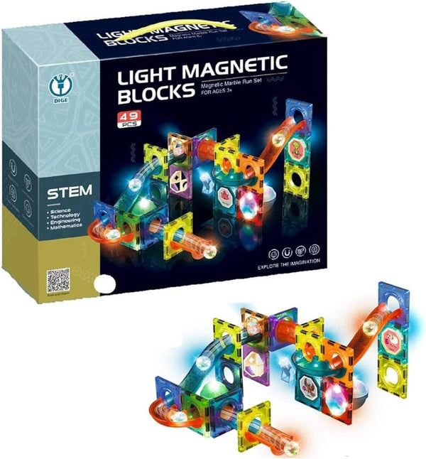 Lights Magnetic Blocks - Marble Run Set - 49 Pieces