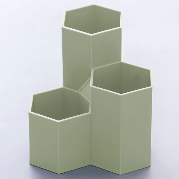 3 Grid Hexagon Pen Stand - Green - Single Piece