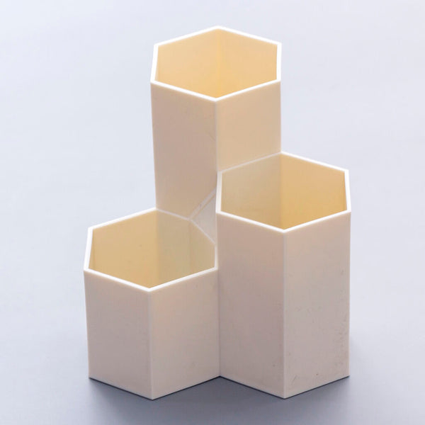 3 Grid Hexagon Pen Stand - Cream - Single Piece