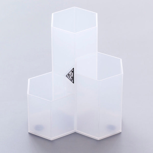 3 Grid Hexagon Pen Stand - White - Single Piece