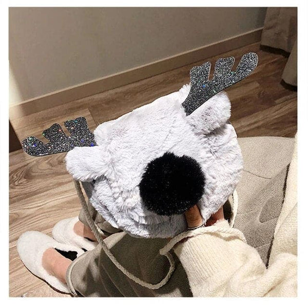 Kawaii Furry Reindeer Sling Bag - Grey