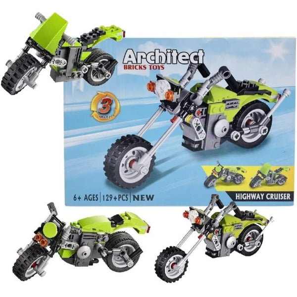 Highway Cruiser 3 in 1 Architect Brick Toys 129+ Pieces - Age 6+