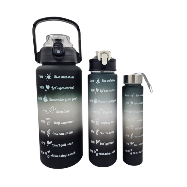 Gradient Motivational Bottles - Set Of 3 - Black