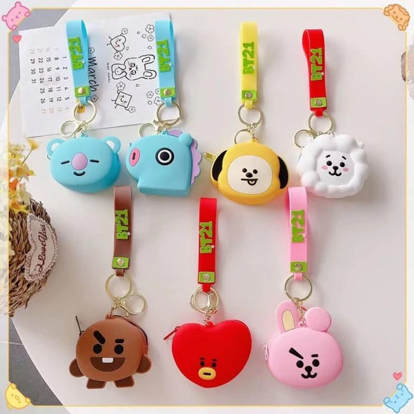 BT21 Face Pouch Keychains - Single Piece