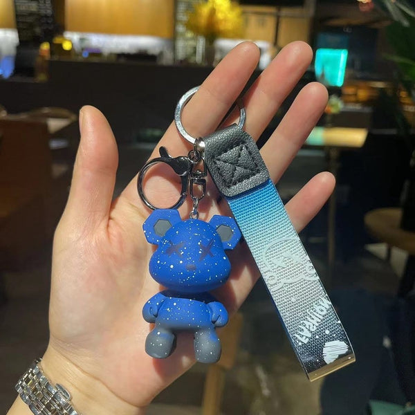 Dual Shaded XX Bear Keychain - Blue - Single Piece