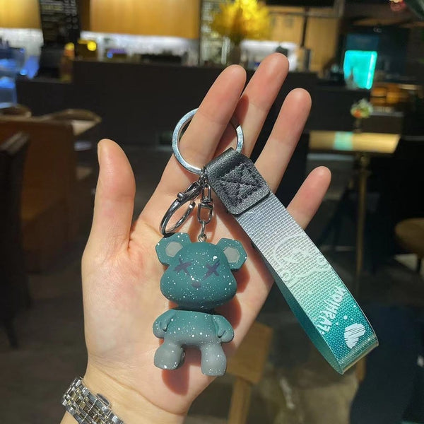 Dual Shaded XX Bear Keychain - Green - Single Piece