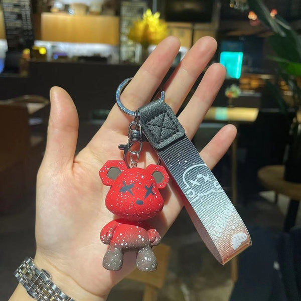 Dual Shaded XX Bear Keychain - Red - Single Piece