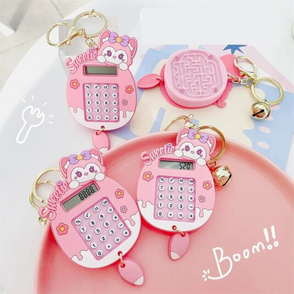 Kawaii Pink Cat Calculator And Game Keychain - Single Piece