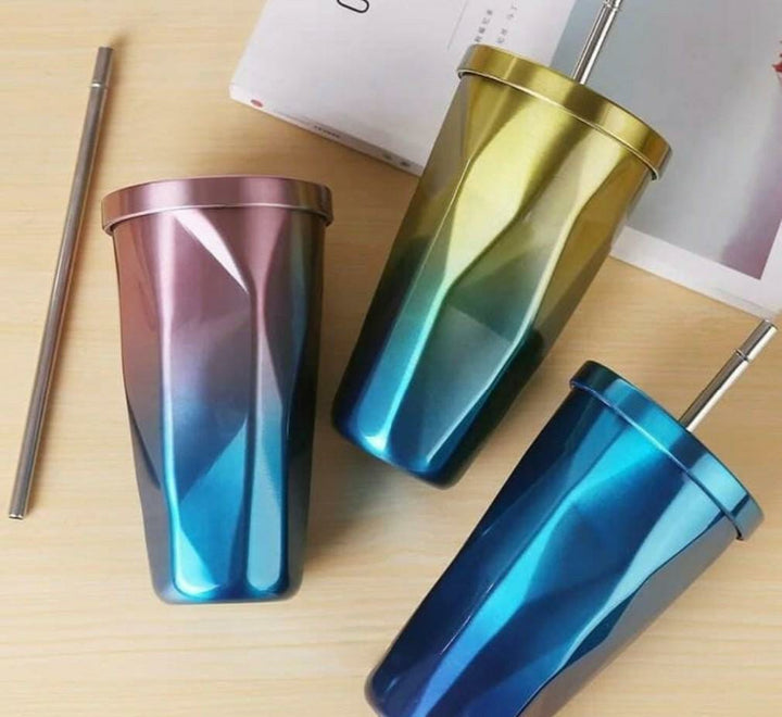 Holographic Insulated Tumbler with Straw