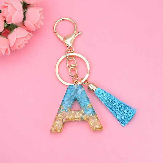 Alphabet Resin Keychain - Golden & Green - Best Quality keychains