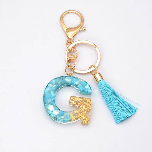 Alphabet Resin Keychain - Golden & Green - Best Quality keychains