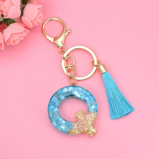 Alphabet Resin Keychain - Golden & Green - Best Quality keychains