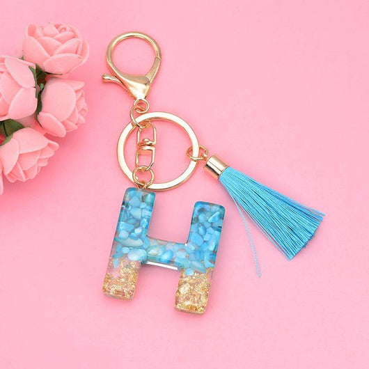Alphabet Resin Keychain - Golden & Green - Best Quality keychains
