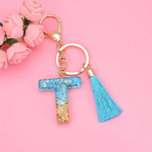 Alphabet Resin Keychain - Golden & Green - Best Quality keychains