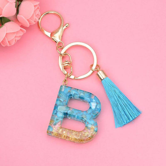 Alphabet Resin Keychain - Golden & Green - Best Quality keychains