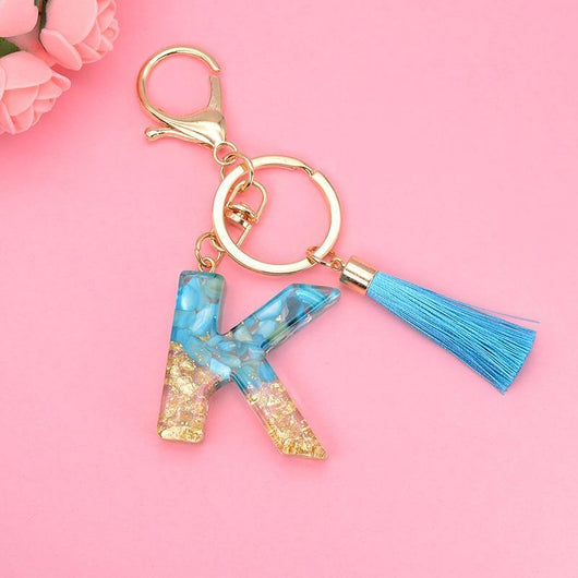 Alphabet Resin Keychain - Golden & Green - Best Quality keychains