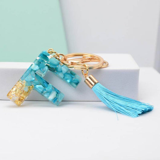 Alphabet Resin Keychain - Golden & Green - Best Quality keychains