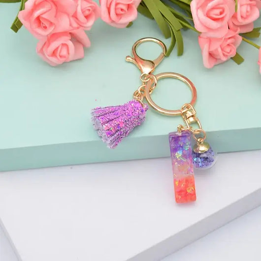 Alphabet Resin Keychain - Purple & Pink - Alphabet Keychains
