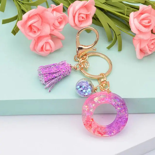 Alphabet Resin Keychain - Purple & Pink - Alphabet Keychains