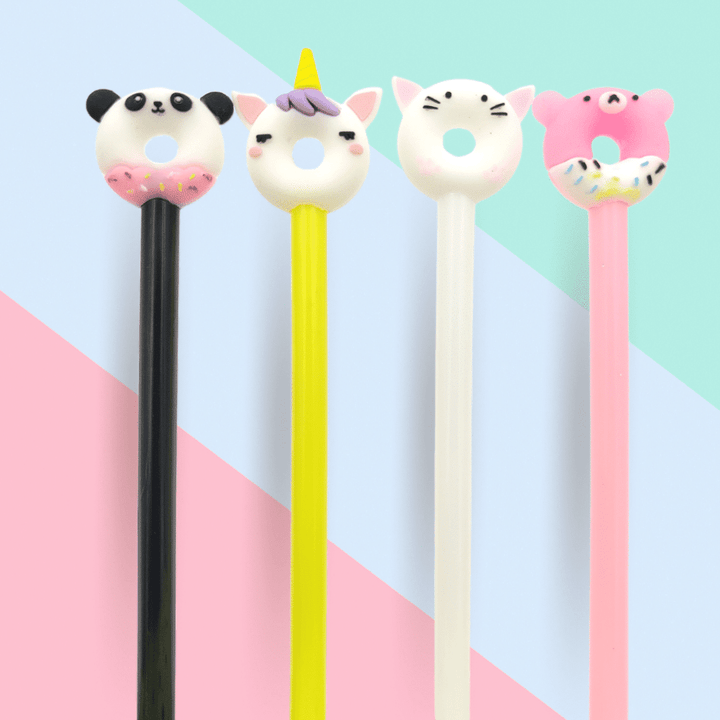 Animal Donut Pen Set - Unicorn, Panda, Kitty, Bear | Cute & Quirky