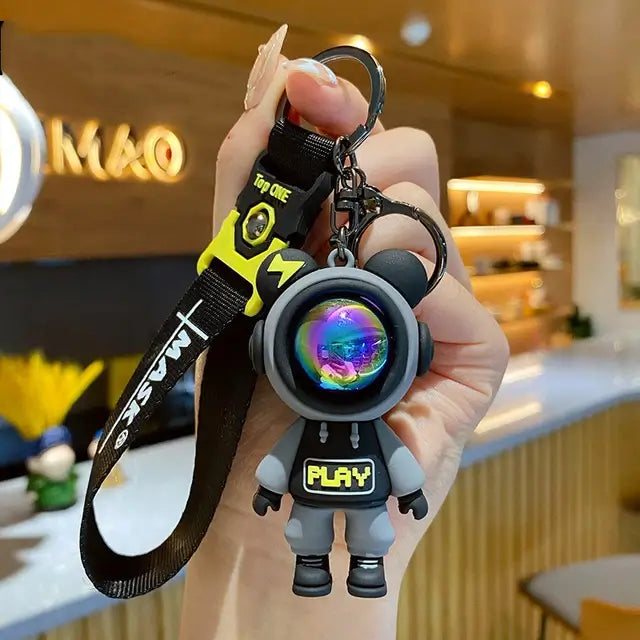 Funky Astronaut Keychain with Black Strap - Unique Keychains